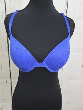 PINK Victoria's Secret Front-Closure Cobalt Blue Push-Up Bra 32DD